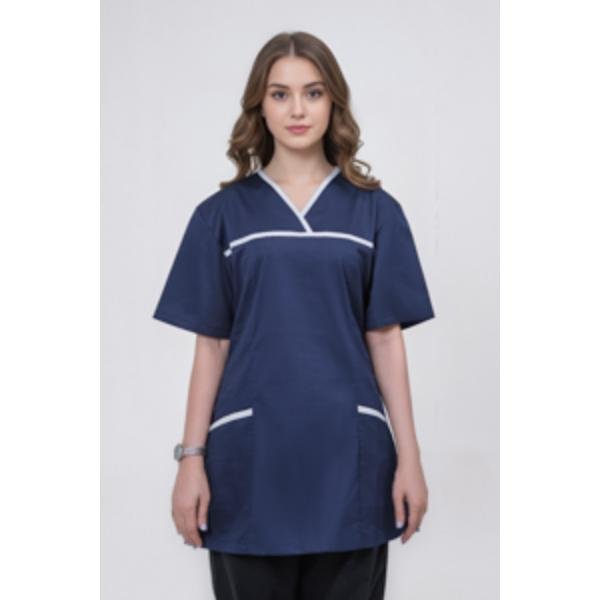 WOMEN'S SEMI-FITTED PULLED-ON SCRUB TOP