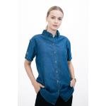 WOMEN'S DENIM HALF SLEEVE SHIRT