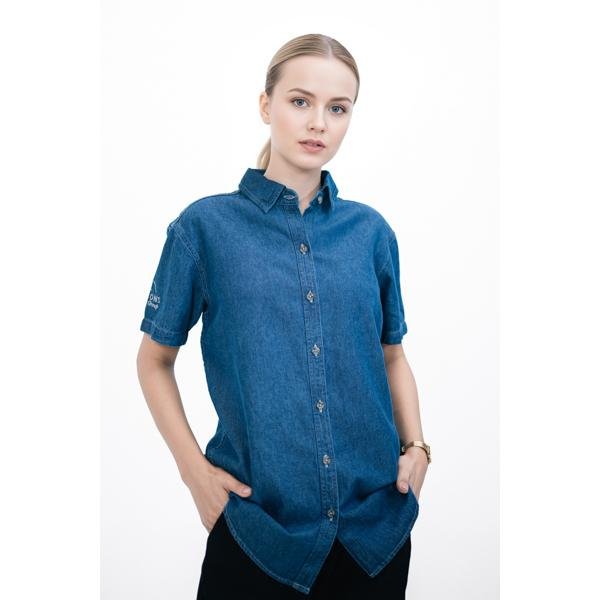 WOMEN'S DENIM HALF SLEEVE SHIRT